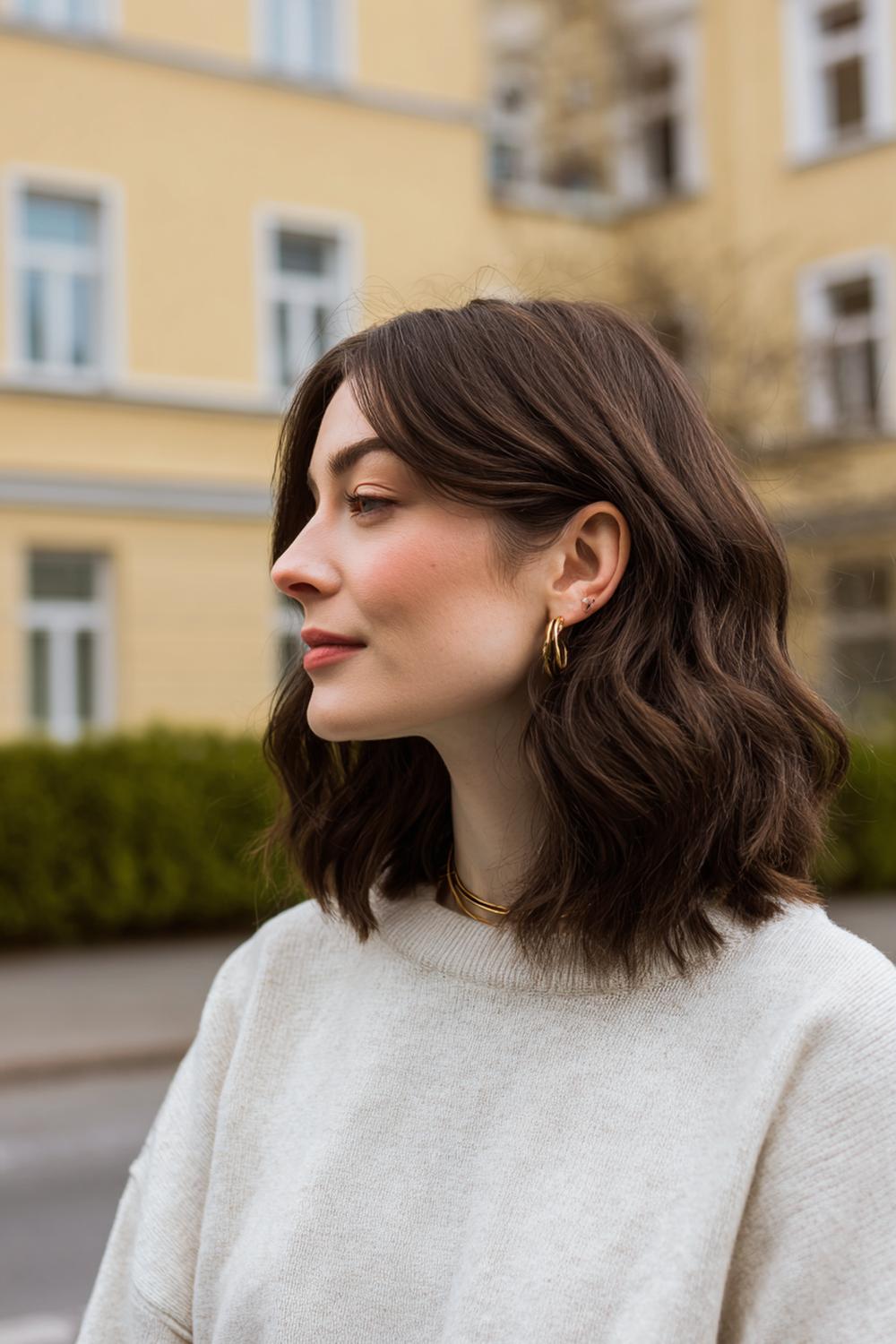 3. Braun Haar Inspiration 2026: Kastanienbrauner Long Bob mit weichen Innenwellen