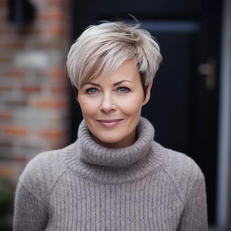 Kurzhaarfrisur feines Haar Frau