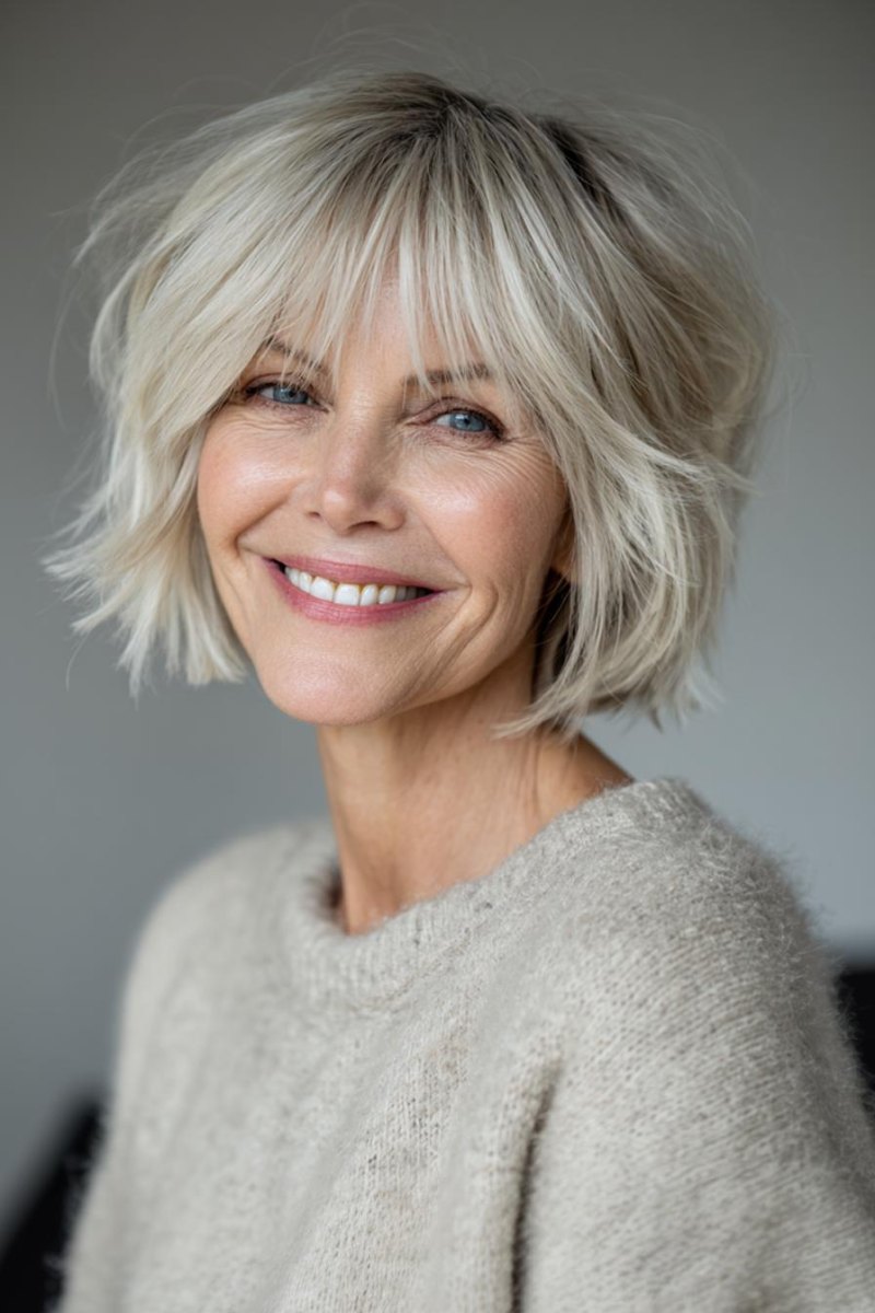Blonder fransiger Bob ab 50