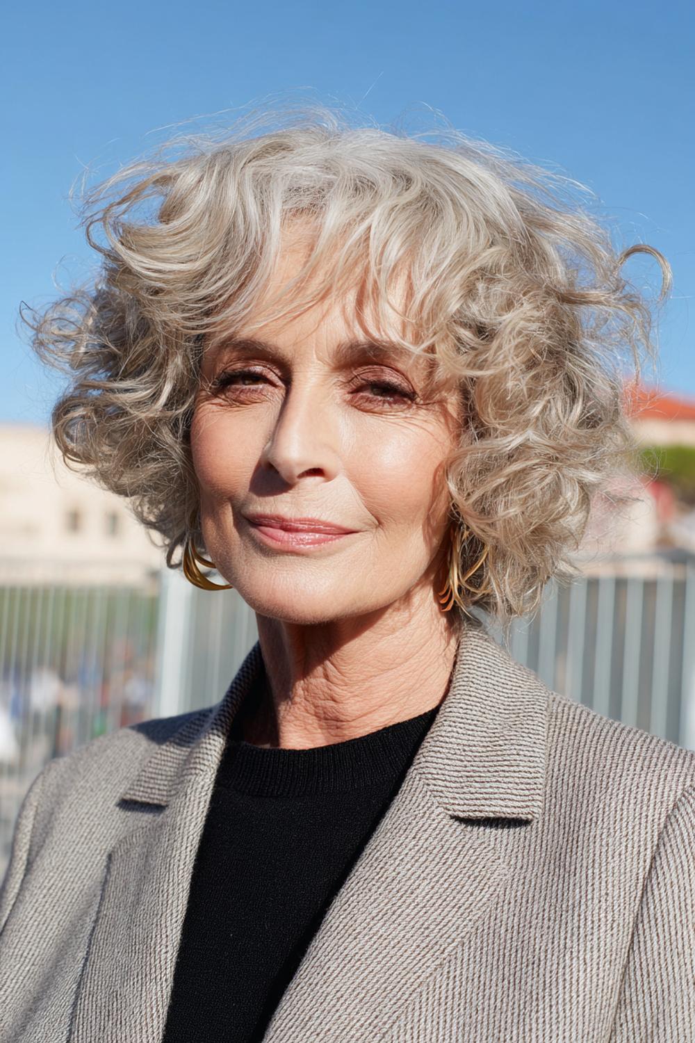 7. Frisur 2026 Frauen ab 50: Curly Bob mit definierter Locke und weichem Scheitel