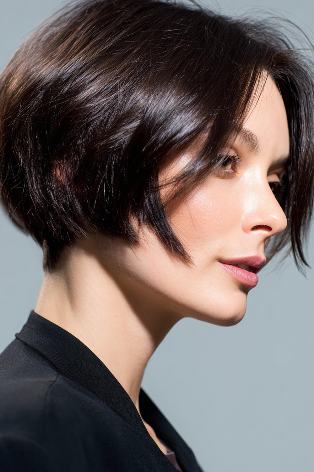 7. Kurzfrisuren 2026 Frauen kurz: Sculpted Bob mit Side-Part und klarer Kante