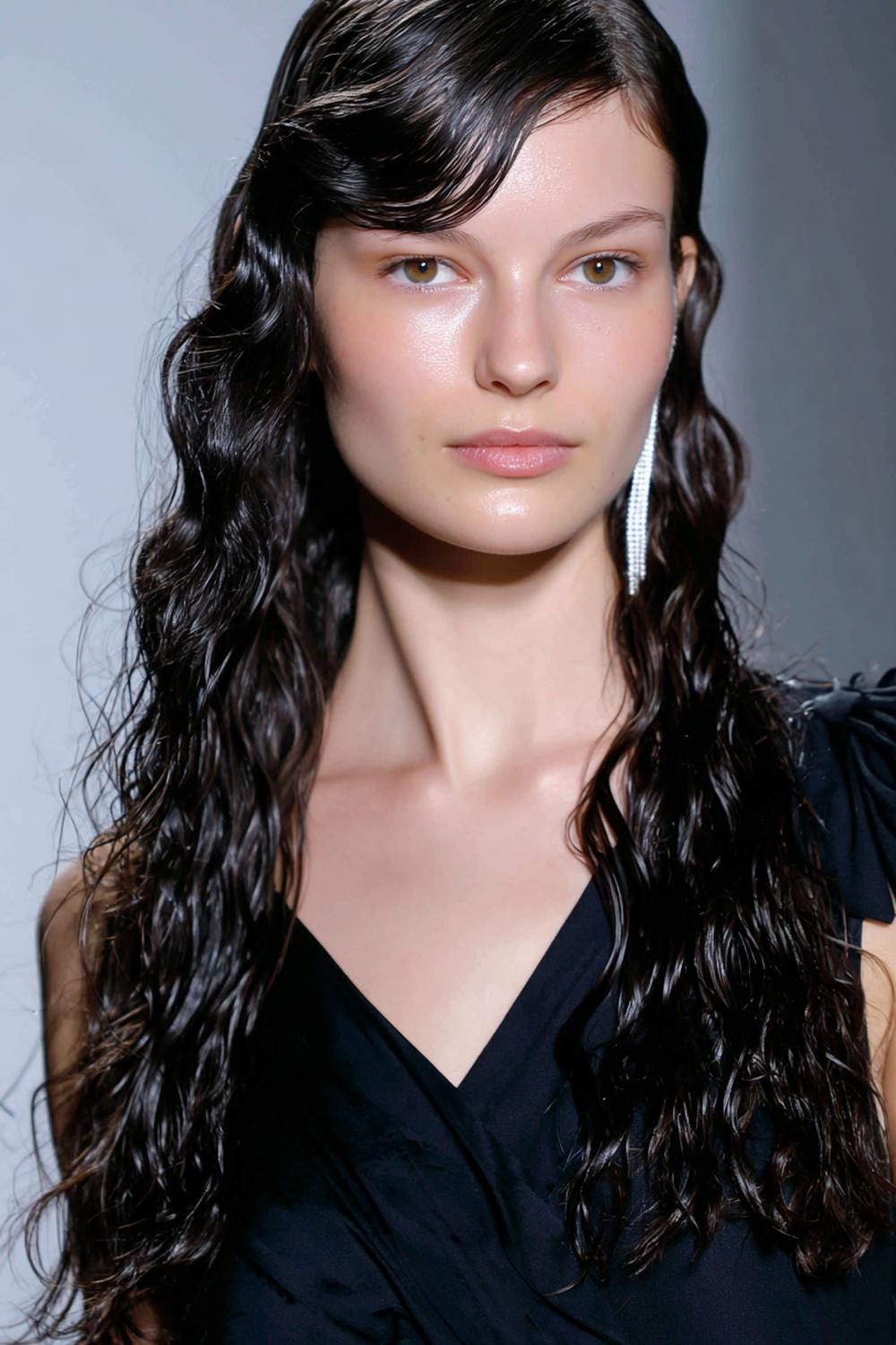 12. Frühlingsfrisuren 2026: Wet-Look Wellen mit Seitenscheitel und High-Glaze-Finish
