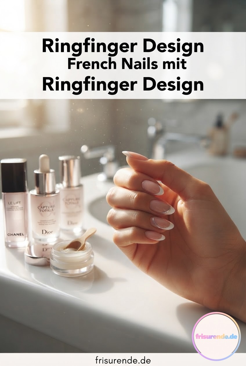 French Nails mit Ringfinger Design