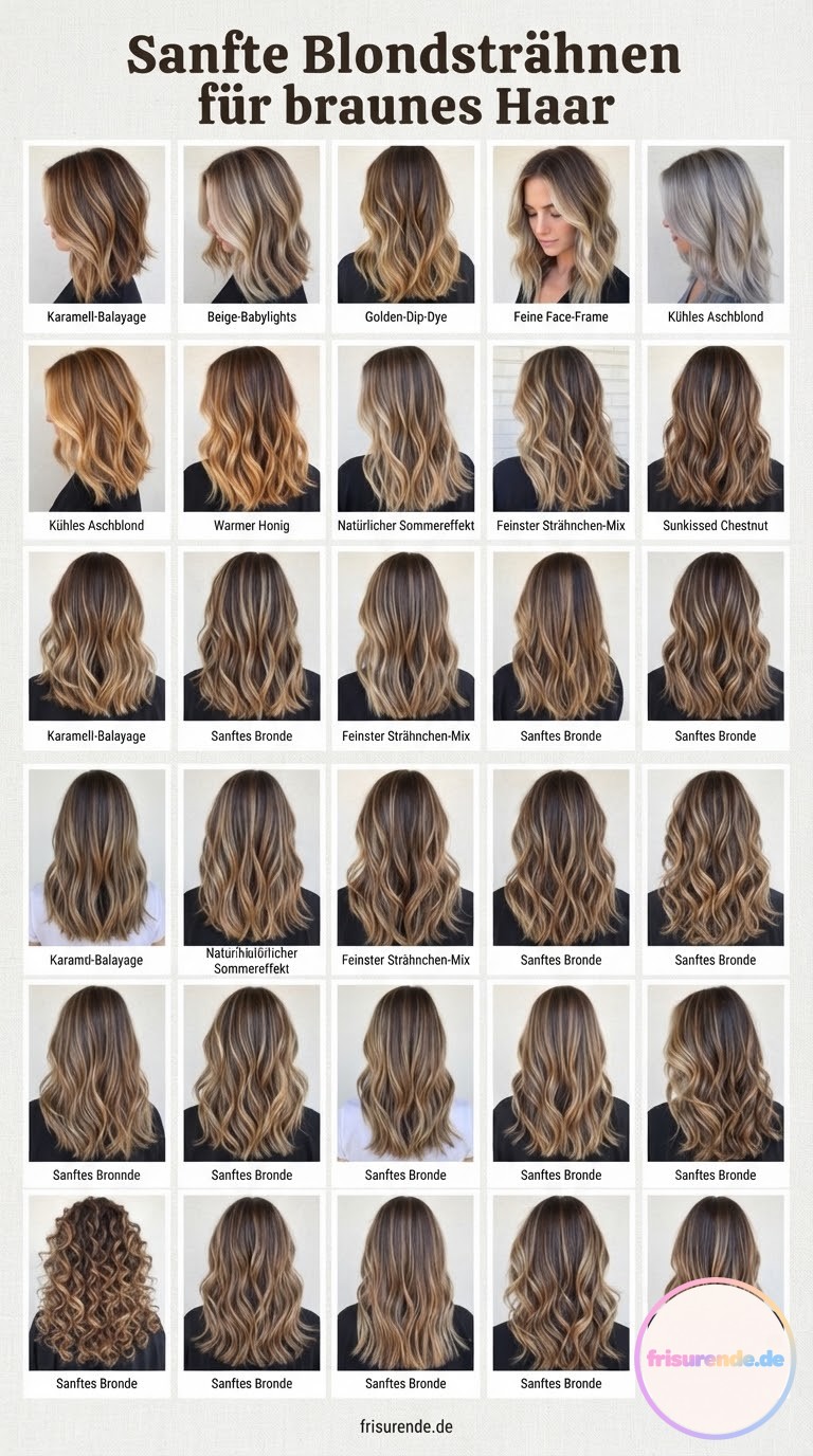 Sanfte Blondsträhnen für braunes Haar