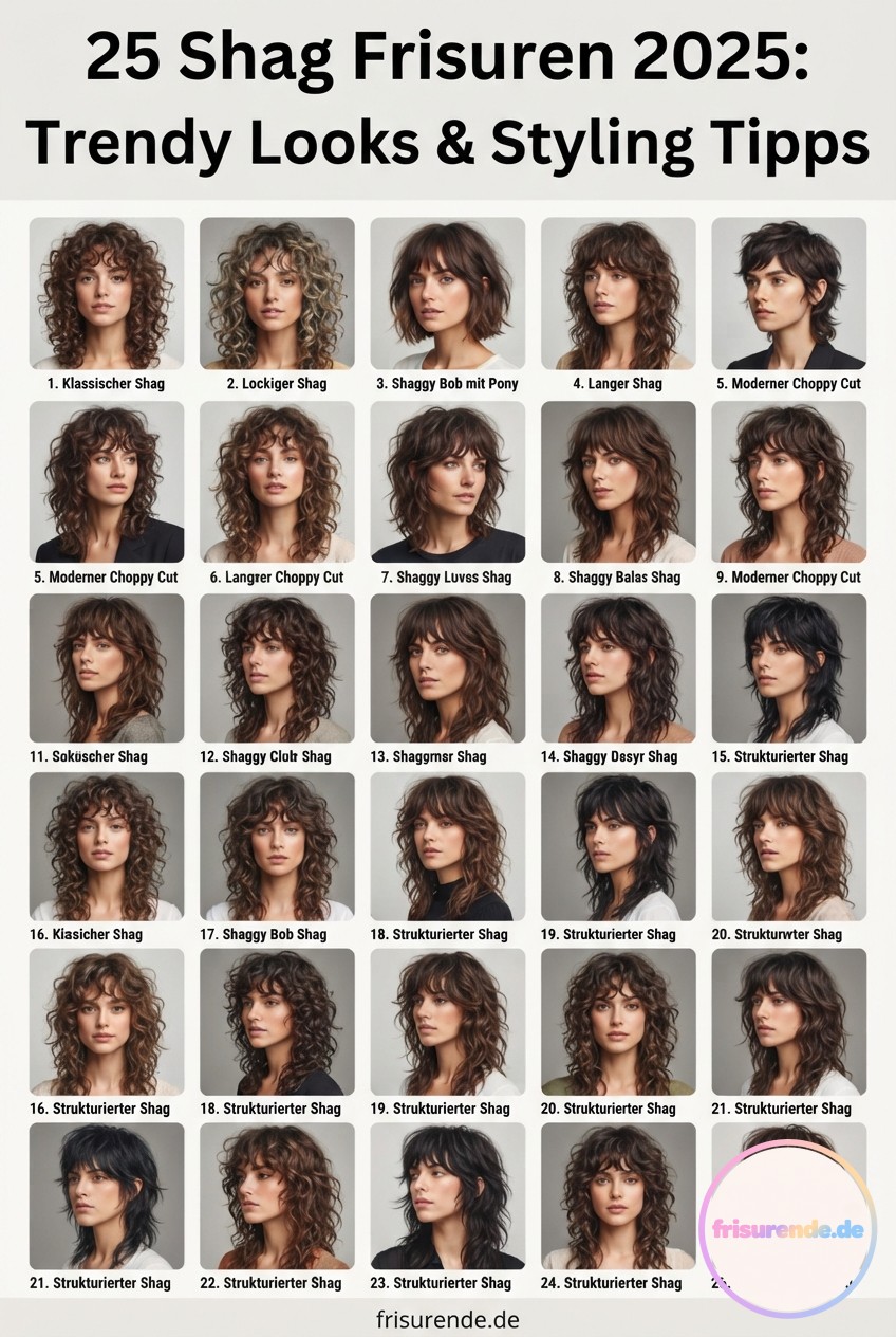 25 Shag Frisuren 2025: Trendy Looks & Styling Tipps