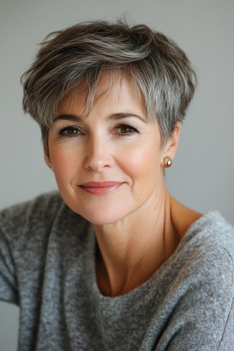 Pixie Cut natürliche Haarfarbe