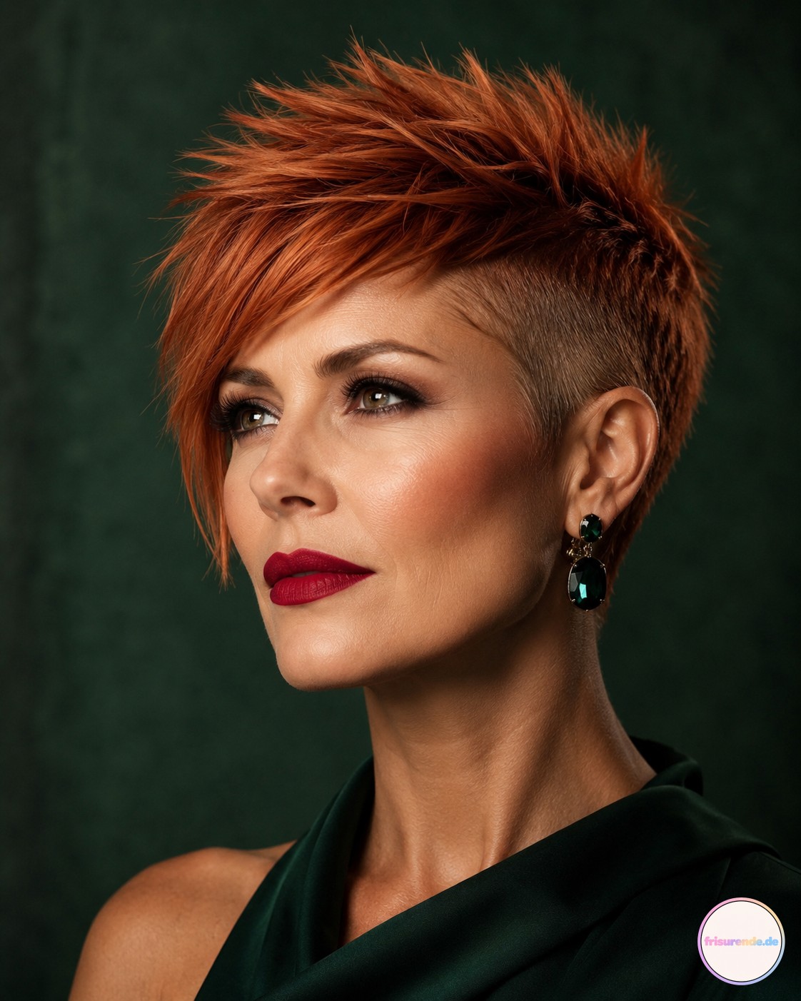 Kupferroter asymmetrischer Pixie Cut mit Undercut für mutige kurze Haare