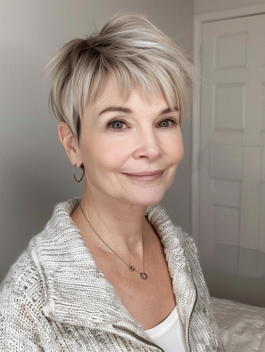 Pixie Cut mit Pony ab 50