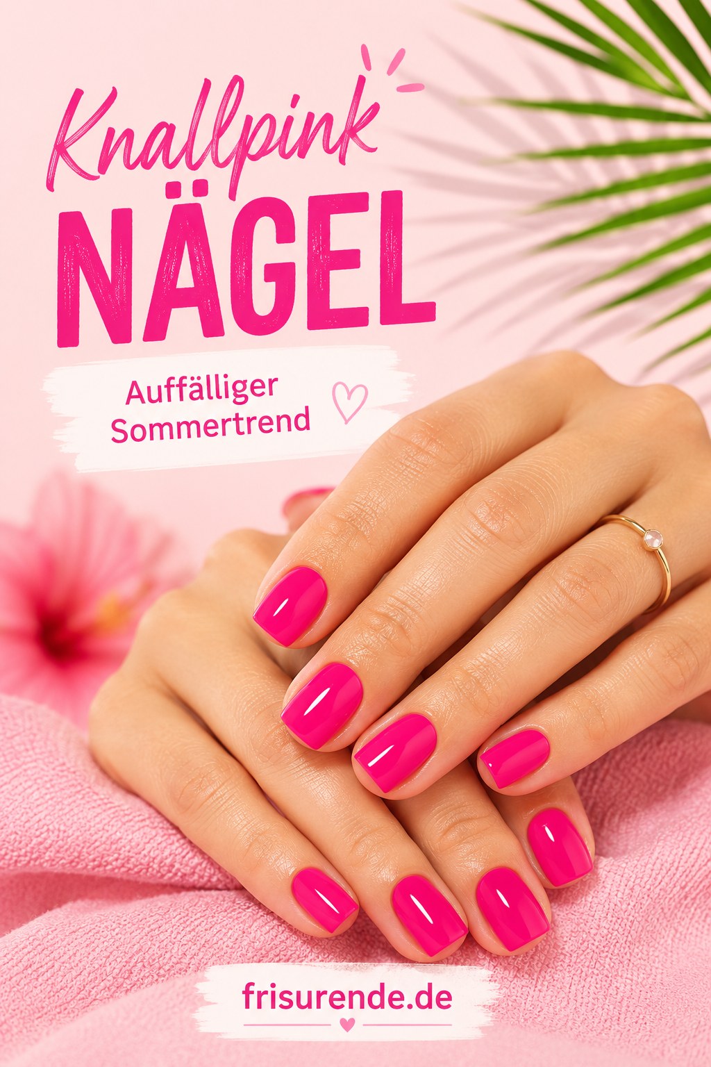 Knallpink Nägel in kräftigem Vollton zeigen den auffälligsten Farbtrend unter den Sommer Nägel 2026.
