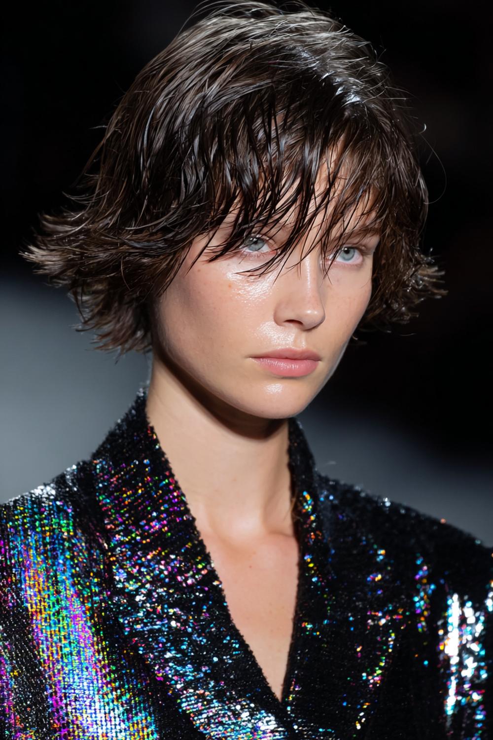 10. Trendige Haarideen 2026: Wet-Look Bob mit spiegelnder Oberfläche